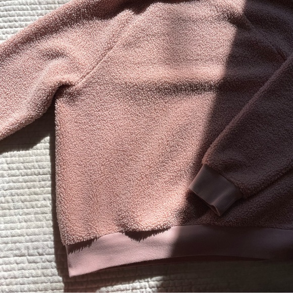 Sherpa Knubbly Textured Dusty Pink Rose Blush Crewneck Pullover Sweater - Picture 6 of 7
